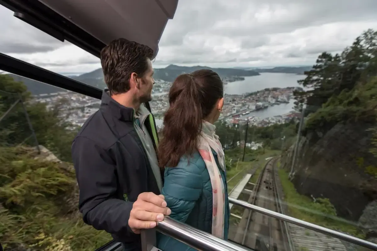 Bergen and Mount Fløyen funicular view, Norway