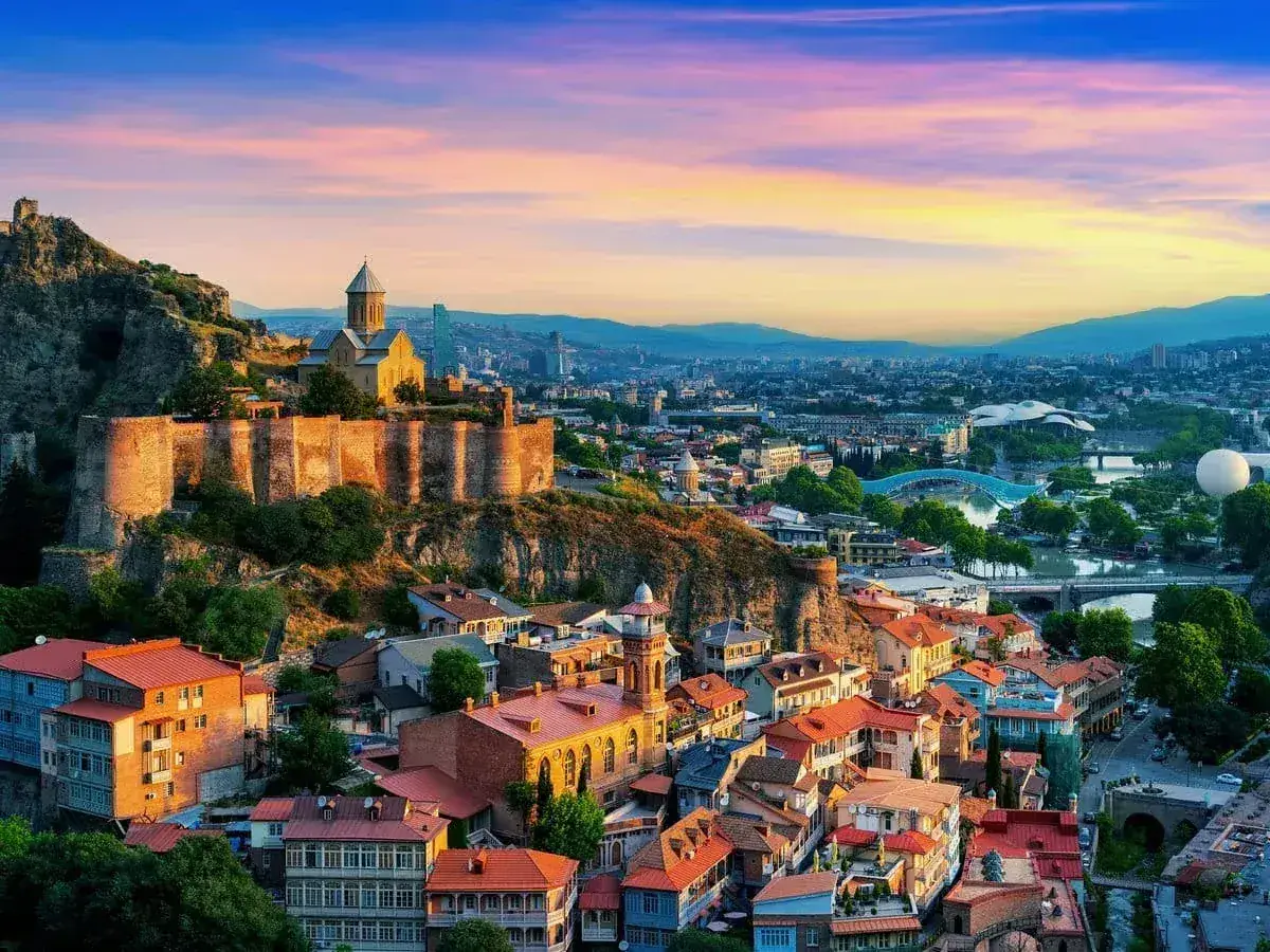 Tbilisi old town skyline at sunrise, Georgia