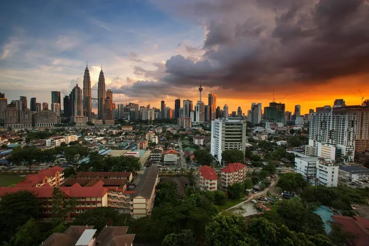 Kuala Lumpur skyline and Petronas Twin Towers, Malaysia
